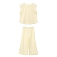 thumbnail image 1 of HAOTAGS Girl's Solid Color Two-Piece Tank Top Set Round Neck Sleeveless T-Shirt And Pants Set Beige Size 9-12M, 1 of 2