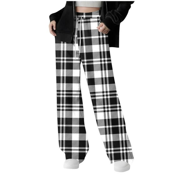 HAOTAGS Girl's Sweatpants, Comfortable Breathable Straight-leg Relaxed Pants Black 14-15 Years