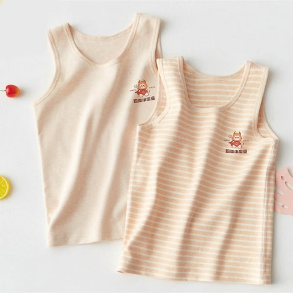 HAOTAGS Girls 2pc Tank Tops Sleeveless Round Neck Camisole Khaki 9 Years