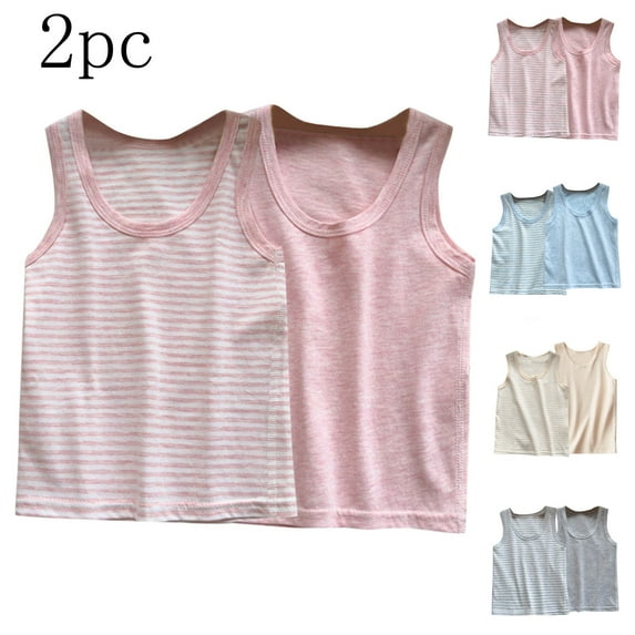 HAOTAGS Girls 2pc Tank Tops Sleeveless Round Neck Camisole Pink 5 Years