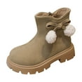 thumbnail image 1 of HAOTAGS Girls Ankle Boots, Winter Side Zip Short Leather Leather Kids Snow Boots Gray 6.5-7Years, 1 of 4