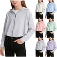 thumbnail image 1 of HAOTAGS Girls Athletic Jackets,UPF 50+ Full Front Zip Long Sleeve Hooded Breathable Sun Protection Gray 1-2 T, 1 of 7