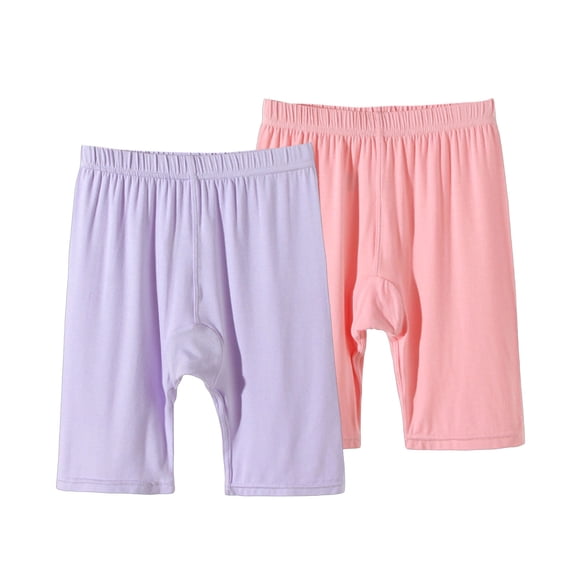 HAOTAGS Girls Bike Shorts 2-Pack, Elastic Waist Tight Safety Short Stretch Soft Casual Dance Yoga Shorts Pink Size 11