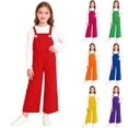 thumbnail image 1 of HAOTAGS Girls Boys Bib Overalls（2-15Y）, Cute Adjustable Straps Wide Leg Jumpsuit with Pockets Yellow 3 Years, 1 of 9