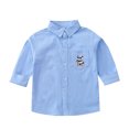 thumbnail image 1 of HAOTAGS Girls Boys Button-Up Shirts, Lapel Collared Long Sleeve Striped Shirts Light Blue 4 Years, 1 of 2