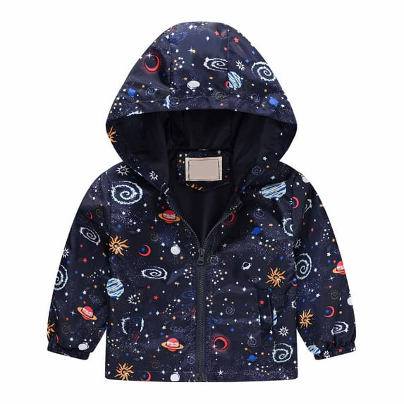 HAOTAGS Girls Boys Jackets With Hooded Cartoon Hoodies Windbreaker for Kids Navy Size 2-3 Years
