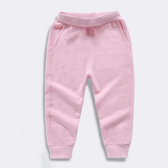 HAOTAGS Girls Boys Joggers Pants, Lightweight Active Elastic Wasit Casual Outerwear Pants Pink 0-1 Years