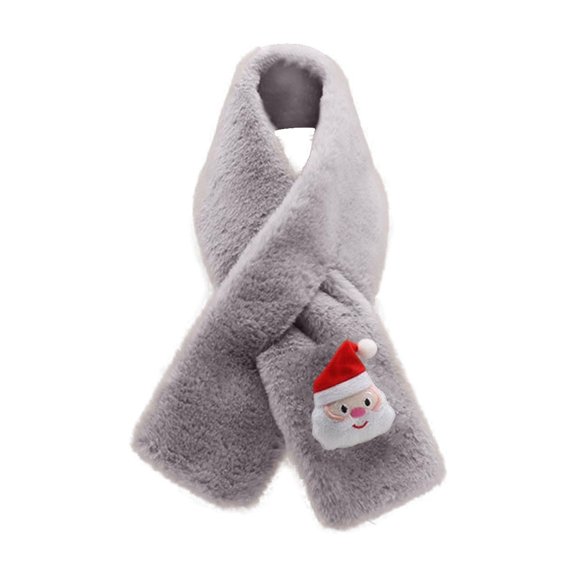 HAOTAGS Girls Boys Plush Scarf,Winter Warm Thick Knitted Neck Christmas Gift Soft Shawl Wrap Scarves Gray Size Free Size