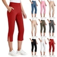 thumbnail image 1 of HAOTAGS Girls' Capri Pants Stretchy Waistband Side Pockets Breathable Cropped Trousers Pants Kids Red Size 11-12Years, 1 of 9