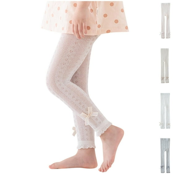 HAOTAGS Girls Capris Leggings Pants, Solid Stretch Crop Summer Soft Comfortable Athletic Trousers for Girls White 2 T