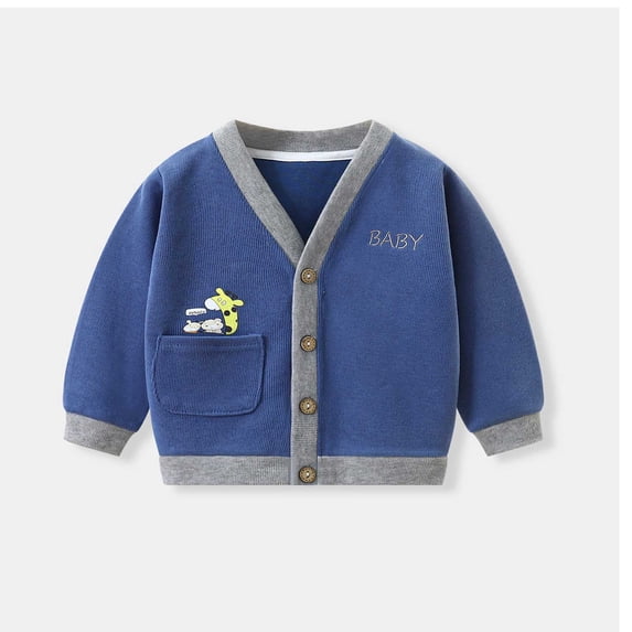 HAOTAGS Girls Cardigan Button Down Long Sleeve Knit Cover Up Tops Toddler Sweater Navy Size 3 Years