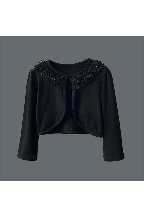 Girls Cardigan Kids Long Sleeve Knit Dress Cover Up Tops Toddler Sweater Black Size 7-8 Years