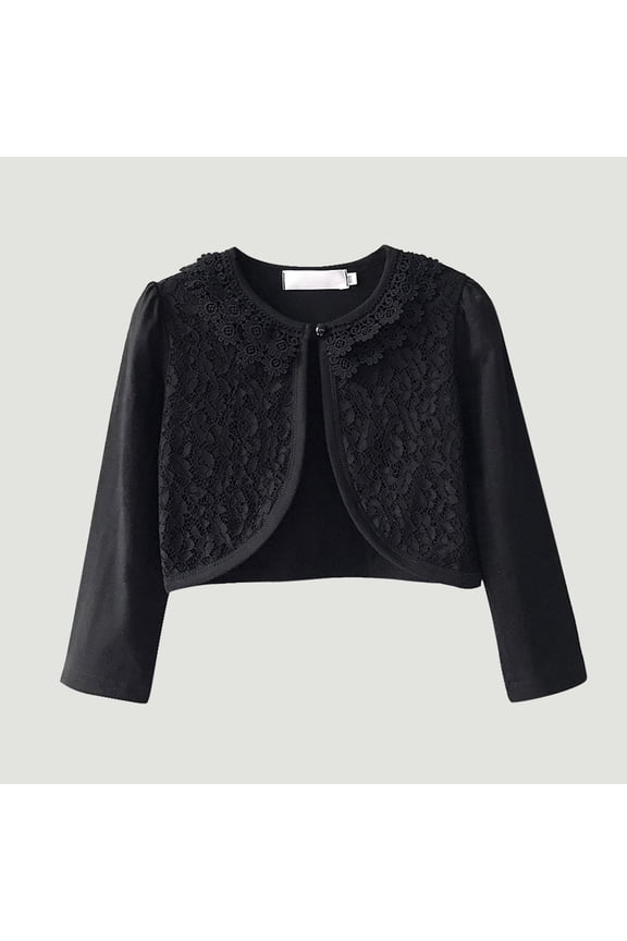 Girls Cardigan Kids Long Sleeve Knit Dress Cover Up Tops Toddler Sweater Black Size 7-8Years
