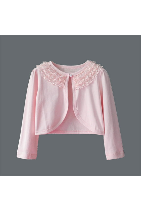 Girls Cardigan Kids Long Sleeve Knit Dress Cover Up Tops Toddler Sweater Pink Size 8-9 Years