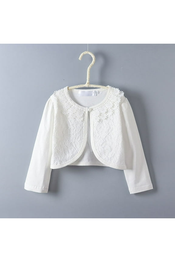 Girls Cardigan Kids Long Sleeve Knit Dress Cover Up Tops Toddler Sweater White Size 7-8Years