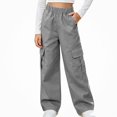 thumbnail image 1 of HAOTAGS Girls Cargo Pants (5-15) Elastic Waist Long Pants with Multi-pockets Casual Workwear Gray Size 10, 1 of 8