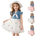 thumbnail image 1 of HAOTAGS Girls Casual Dresses Floral Prints Spaghetti Strap Summer Cute Flowy Party Birthday Smock Dress Pink Size 6, 1 of 7