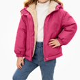 thumbnail image 1 of HAOTAGS Girls Coat (18Months-13Years) Cute Warm Thicken Fleece Hooded Long Sleeves Jacket Hot Pink Size 4T, 1 of 9