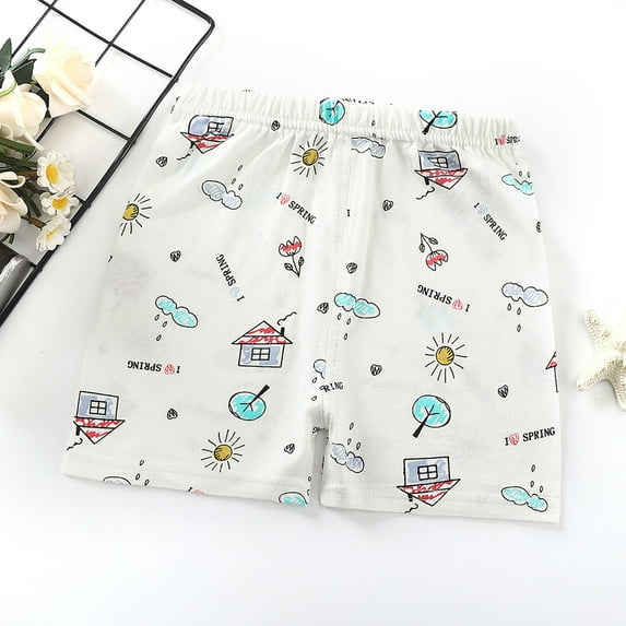 HAOTAGS Girls Cotton Home Shorts Cute Graphic Print, Soft and Breathable Summer Shorts for Kids White 6 Years