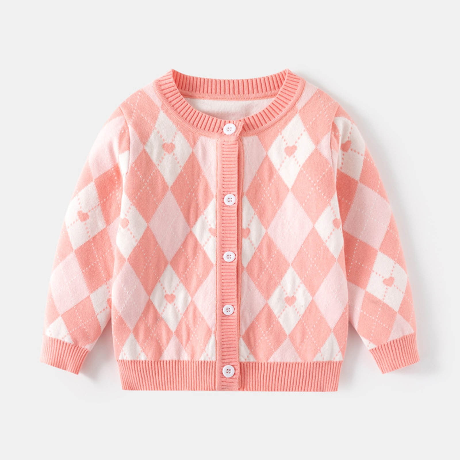 Kids Girls' Sweater Solid Color School Long Sleeve Crewneck Active 4-13 Years Fall Pink main image 0