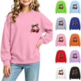 thumbnail image 1 of HAOTAGS Girls Crewneck Sweatshirt,Long Sleeve Lightweight Fall Winter Pullover Tops Pink Size 7, 1 of 7