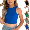 thumbnail image 1 of HAOTAGS Girls Cropped Tank Tops（1-10）, Summer Sleeveless Racerback Knit Cotton Top Gray 2-3Years, 1 of 7