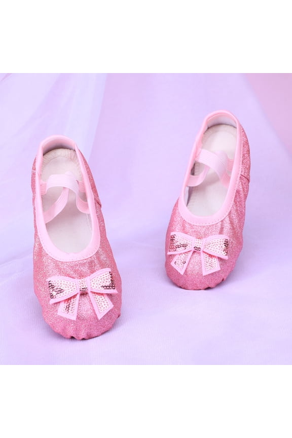 Girls' Dance Shoes, Soft Soled Breathable Ballet Dance Practice Shoes Pink 8.5 T