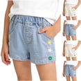 thumbnail image 1 of HAOTAGS Girls Denim Shorts,Summer Floral ,1-13Y Kids Outdoor Casual Comfortable Jean Shorts White Size 9/10, 1 of 8