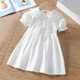 thumbnail image 1 of HAOTAGS Girls Dress Solid Color Sleeveless Drawstring Casual Dress White Size 7 Years, 1 of 9