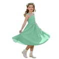 thumbnail image 1 of HAOTAGS Girls Dresses,Mid-Length Sleeveless Round Neck Lightweight Summer Bubble Dress Green 4-5, 1 of 9