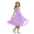 thumbnail image 1 of HAOTAGS Girls Dresses,Sleeveless Mid-Length Lightweight Round Neck Summer Bubble Dress Purple 12-13, 1 of 9