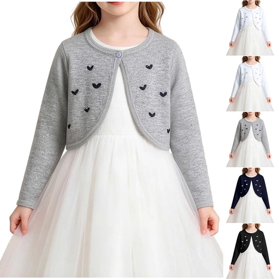 HAOTAGS Girls Embroidered Knitted Cardigan (2T-14) Lightweight Summer Shawl Sweater Jacket Black Size 11