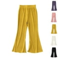 thumbnail image 1 of HAOTAGS Girls Flared Pants, Lightweight Solid Mosquito-Repellent Cool Comfort Trousers Yellow 6-7 Years, 1 of 7