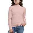thumbnail image 1 of HAOTAGS Girls Fleece Sweater,Half-High Neck Long Sleeved Solid Color Winter Sweater Pink 7 Years, 1 of 5