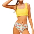 thumbnail image 1 of HAOTAGS Girls Floral Bikini,Summer Ruffle Trim 6-15Y Set Beach Play Yellow 6-7, 1 of 8