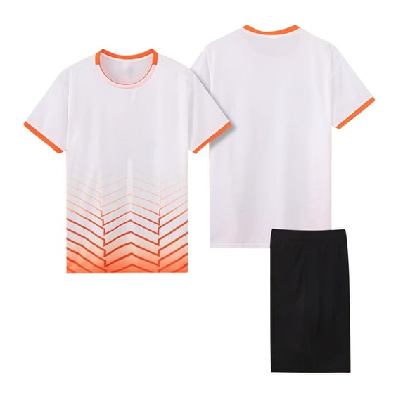 HAOTAGS Girls Gradient Color Sport Sets(4-14), Short Sleeve V-neck Tee with Shorts Set Casual School Training Uniform White