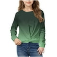 thumbnail image 1 of HAOTAGS Girls Gradient Color Tops 2025 Fashion Round Neck Long Sleeve Shirts Green Size 5 Years, 1 of 9