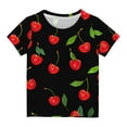 thumbnail image 1 of HAOTAGS Girls Graphic T-shirts, Cute Fruit Print Short Sleeve Round Neck Summer Tee Top Multicolor Size 13 T, 1 of 1