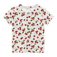 thumbnail image 1 of HAOTAGS Girls Graphic T-shirts, Cute Fruit Print Short Sleeve Round Neck Summer Tee Top Multicolor Size 5 T, 1 of 5