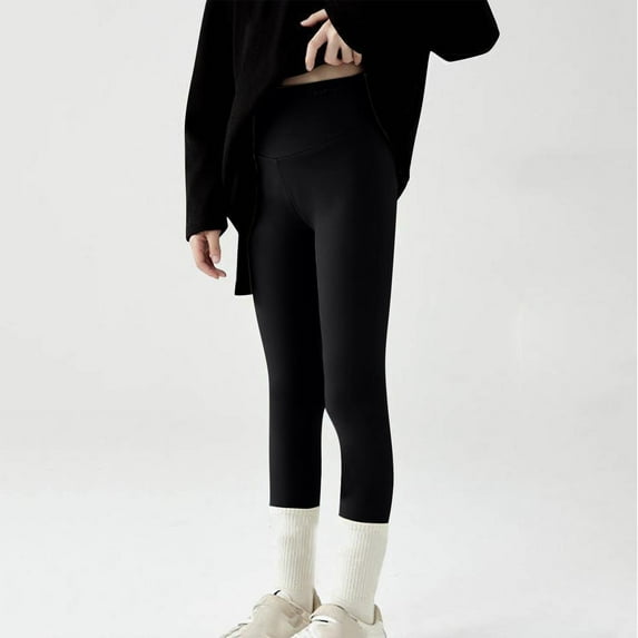 HAOTAGS Girls Hight Waist Leggings (3-10Years) Casual Slim Fit Sport Leggings for Running Yoga Black Size 7 Years