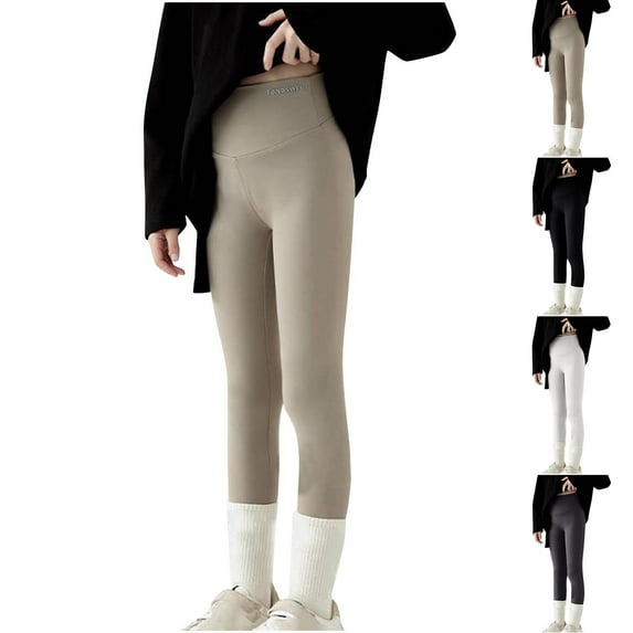 HAOTAGS Girls Hight Waist Leggings (3-10Years) Casual Slim Fit Sport Leggings for Running Yoga Khaki Size 6 Years