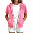 thumbnail image 1 of HAOTAGS Girls Hooded Sweatshirt Jacket Loose Short Sleeve Zipper Hoodie Pink Size 9, 1 of 5