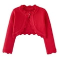 thumbnail image 1 of HAOTAGS Girls Knit Cotton Cardigan Kids Long Sleeve Cover Up Tops Toddler Sweater Red Size 6 Years, 1 of 6
