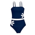 thumbnail image 1 of HAOTAGS Girls Lace Bikini Set,Flower Detail Swimsuit Quick-dry Two-Piece Solid Color Swimsuit Tankini Swimsuit Navy 11, 1 of 8