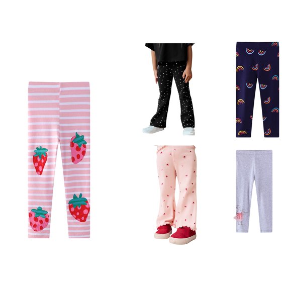 HAOTAGS Girls Leggings Cotton Leggings,High Waist Autumn Winter Casual Outwear Pants Pink 5 Years