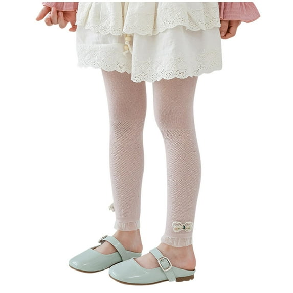 HAOTAGS Girls Leggings Pants, Solid Summer Waisted Breathable Stockings Sports Dance Trousers Pink 5 T