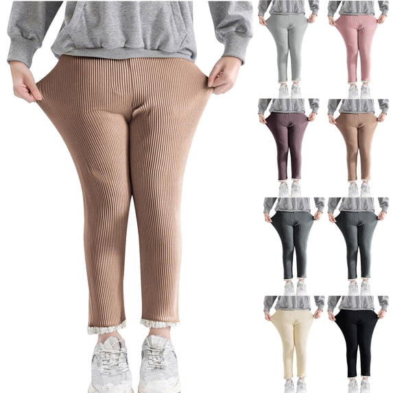 HAOTAGS Girls Leggings with Lace Trim, Soft and Comfortbable Fall Winter Slim Pants Black 2-3Years