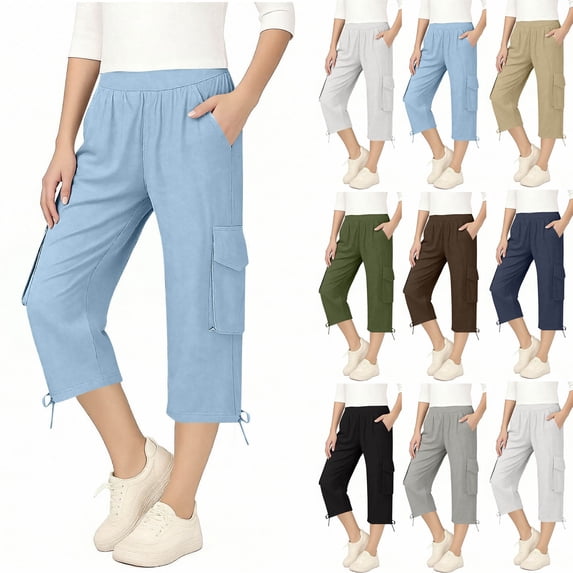 HAOTAGS Girls Linen-Blend Capris (5-15), Elastic-Waist Straight-Fit Casual Pants Lightweight Mid-Length Summer Trousers for Boys & Girls Black 11-12 Years