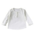 thumbnail image 1 of HAOTAGS Girls Long Sleeve Blouses, Round Neck Autumn Casual Nylon Tops White 7 Years, 1 of 3