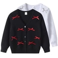 thumbnail image 1 of HAOTAGS Girls Long-Sleeve Knitted Cardigan Jacket with Bow Detail Stylish Fall/Winter Top Black Size 9, 1 of 8